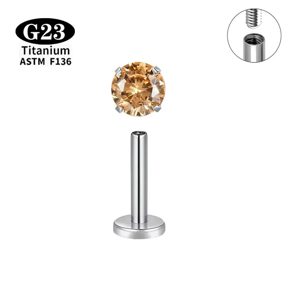 ASTM F136 Titan Ohr-, Lippen- und Nasenstecker mit Zirkonia-Stein, Labret-Stick mit Innengewinde, Ohrringe, runde Piercings in verschiedenen Größen, Körperschmuck – Detail 9