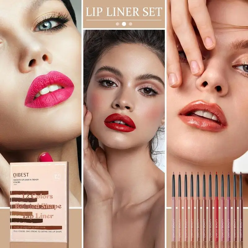 Lip Liner Potlood Set 12-delige Lipliners Set Waterdichte Matte Lipstick Set Non-stick Langdurige Lippotlood Lipkrijt Hoge