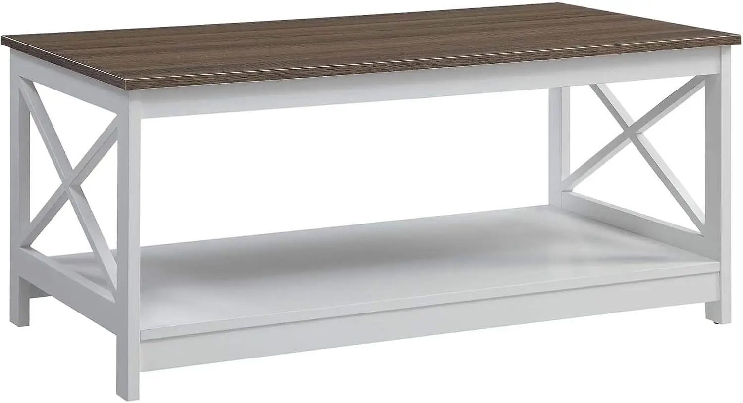 

Concepts Oxford Coffee Table with Shelf, Driftwood/White