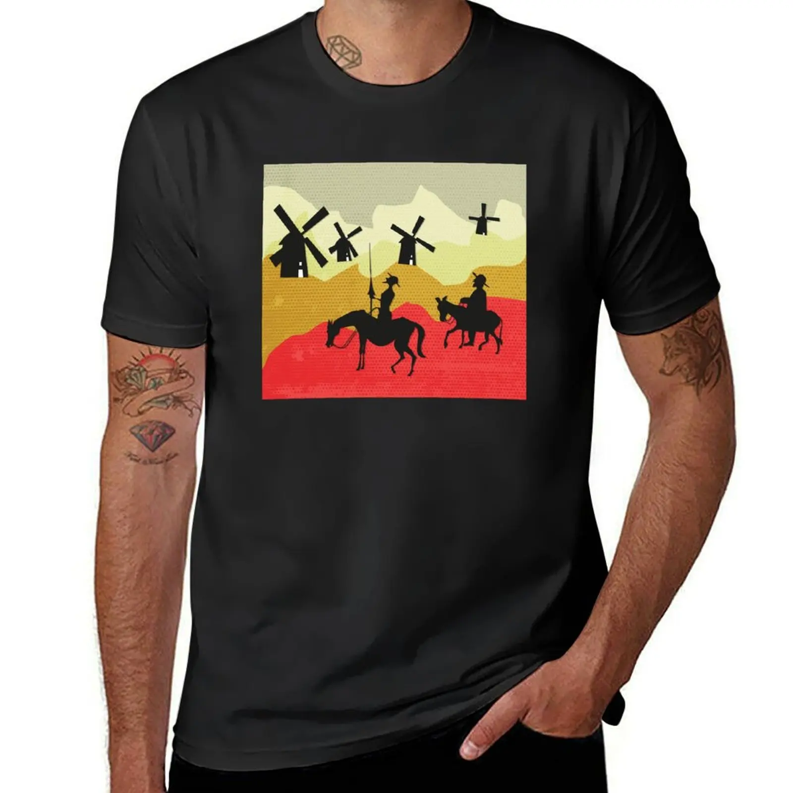 Tilting at windmills, Don Quixote T-Shirt oversized korean fashion summer clothes t shirts for men