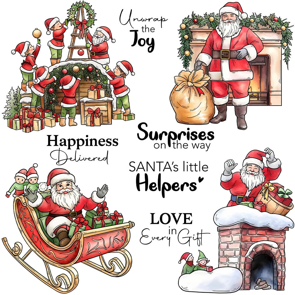 

Mangocraft Christmas Santa Claus Clear Stamps Xmas Series DIY Scrapbooking Supplies Silicone Stamp For Card Making Albums Decor