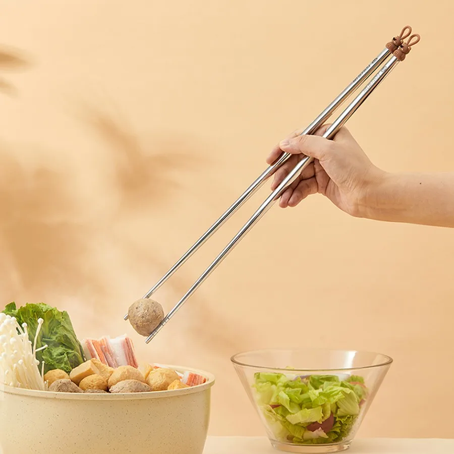 Hängende Verlängerte Essstäbchen aus 316 Edelstahl für Chinesisches Essen, Hot Pot, Verbrühungsschutz, Sushi-Stäbchen, Kochutensilien