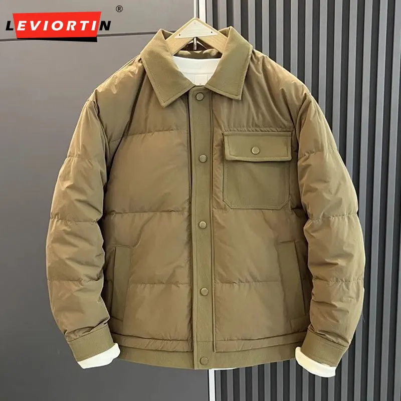 Men's Down Jacket Fall Winter Men's Clothing Work Style Warm Puffer Coat Stylish Lightweight Casual White Duck Down Jacket