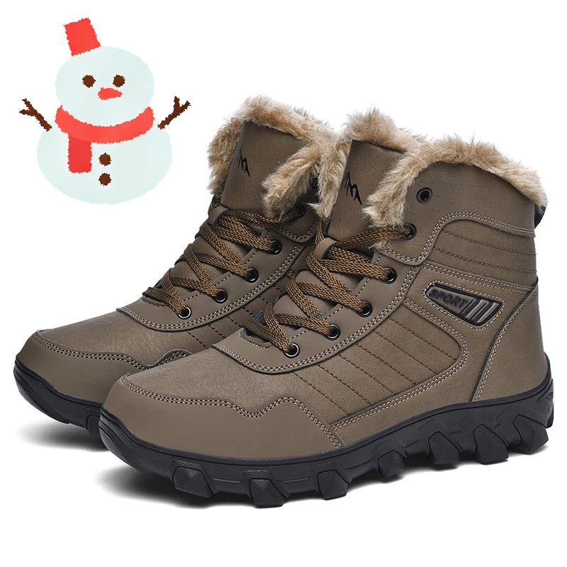 

High Quality Mens Winter Velvet High Top Boots Wear-resistant Anti Slip Cold Proof Snow Boots Fashion Outdoor Travel Boots Botas