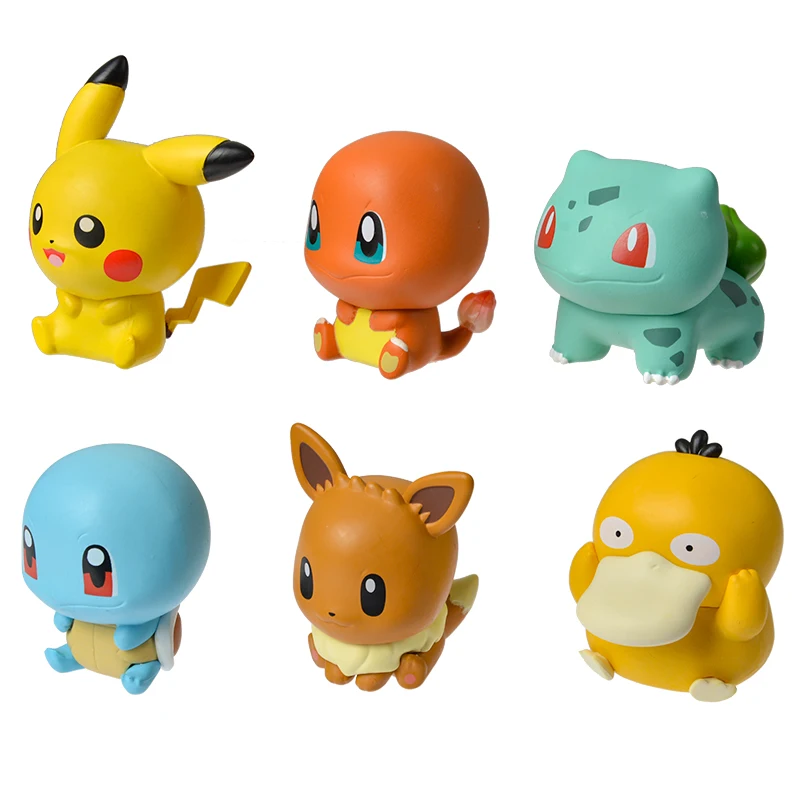 Pokemon Anime Action Figures Charmander Squirtle Pikachu Bulbasaur Mini Doll Original Genuine Model Ornament Children\'s Toy Gift
