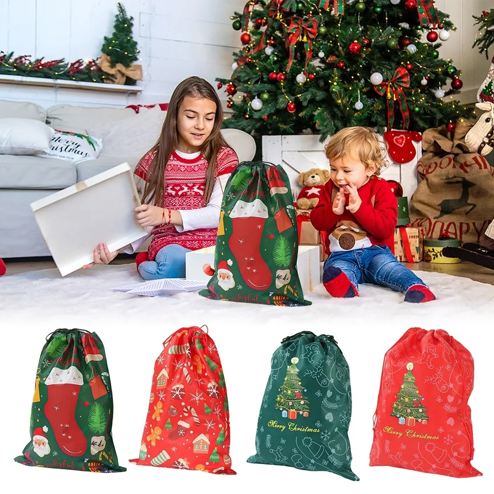 Nuevo muñeco de nieve bolsa con cordón de Navidad bolsa de Navidad bronceada de alce de gran capacidad bolsa de dulces reutilizable suministros para fiestas