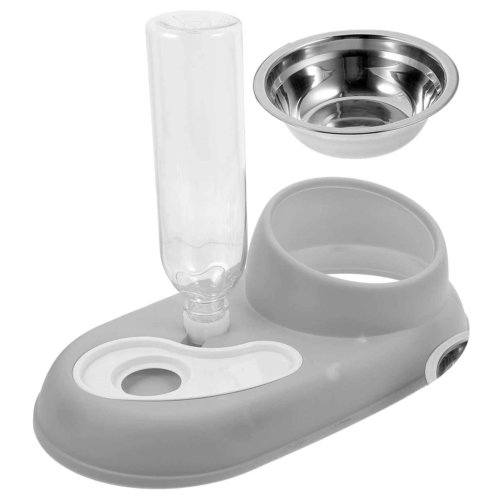 

Automatic Water Bowls for Cats Dogs Grey Pet Bowls Reusable Indoor Safe PP Cat Feeder Stainless Steel Anti Tip