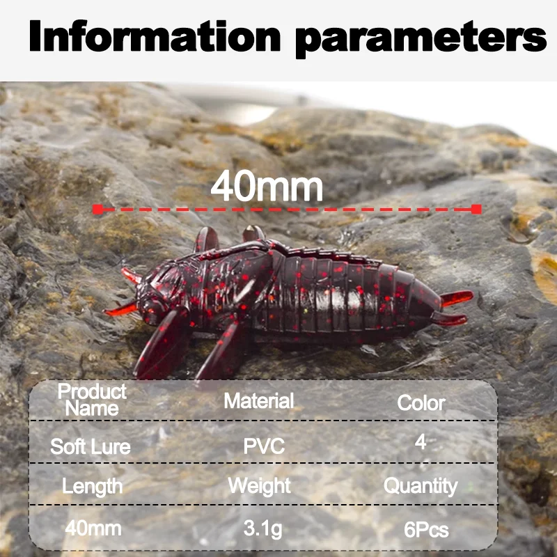VIKIHNGAR New Floating Cicada Chrysalis Bionic Worm Super Large 4mm/6pcs Fishing Lure Bait Soft Fishing Lure Black Pit Bass Lure view 2