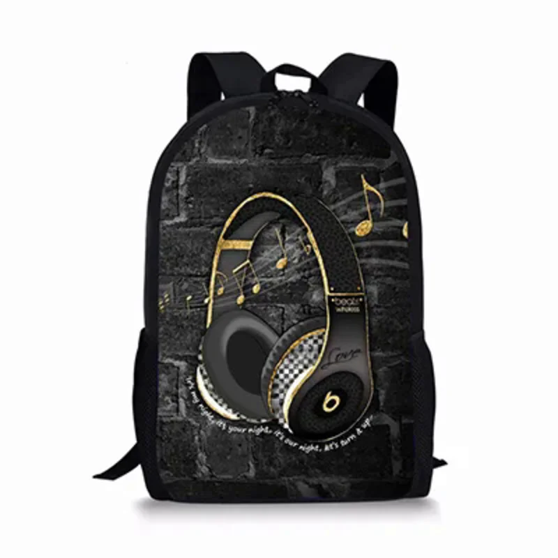 

Creative Headphone Pattern Backpack Children School Bag Boys Girls Students Book Bag Casual Backpack Teenager Travel Rucksack