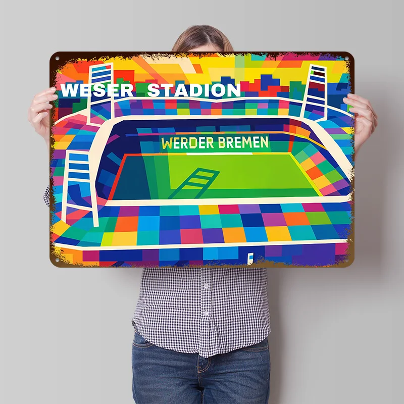 Weser Stadion Werder Bremen Poster, personalisierte Vintage-Metallschilder, Wandkunst, Retro-Blechschild für Raumdekoration, Männerhaus