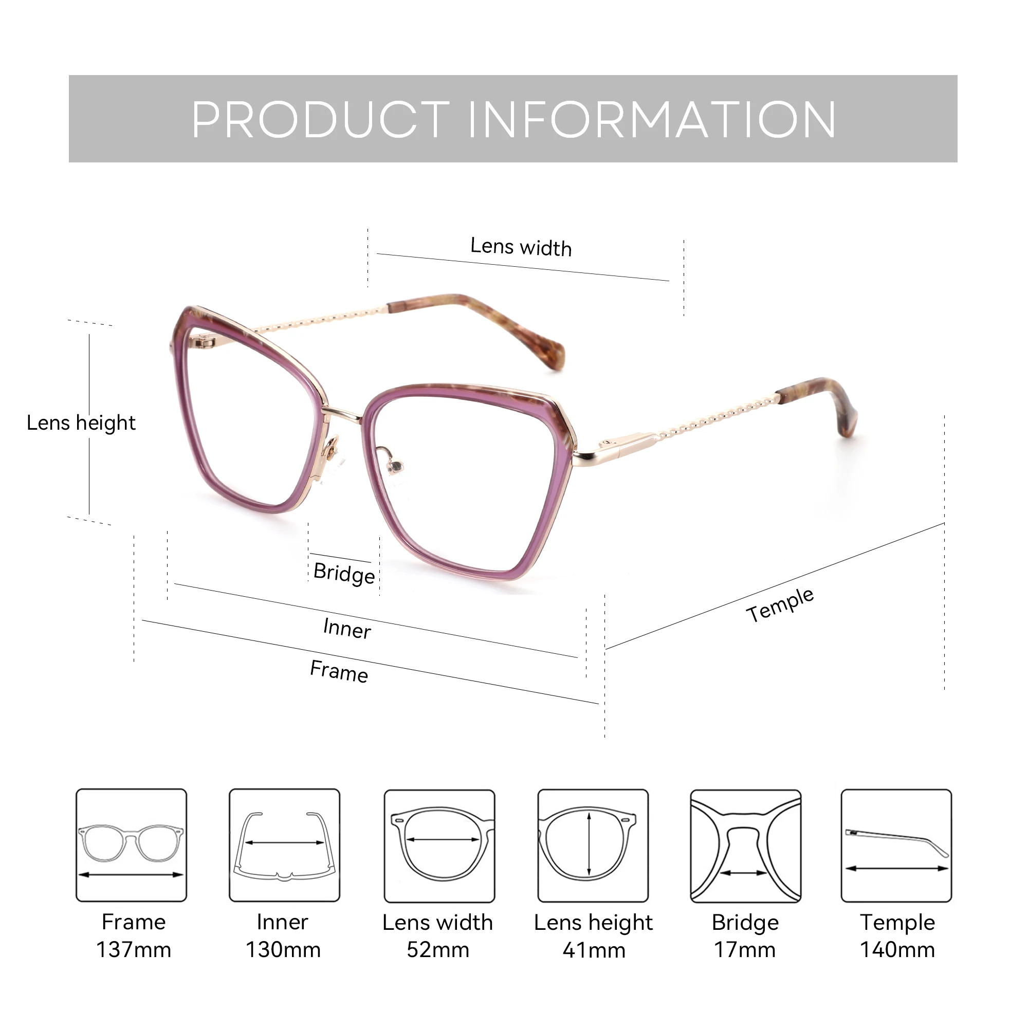 BLUEMOKY M Size Acetate&Metal Butterfly Graduated Photochromic Multifocal Glasses Myopia/Hyperopia Lenses Woman - Image 5