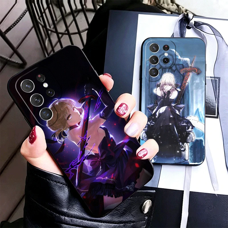 Fate Zero Stay Night Saber Silicone Phone Case for Samsung Galaxy S24 S26 Ultra S25 Edge S23 Plus S22 + S21 S20 FE 5G Black Soft