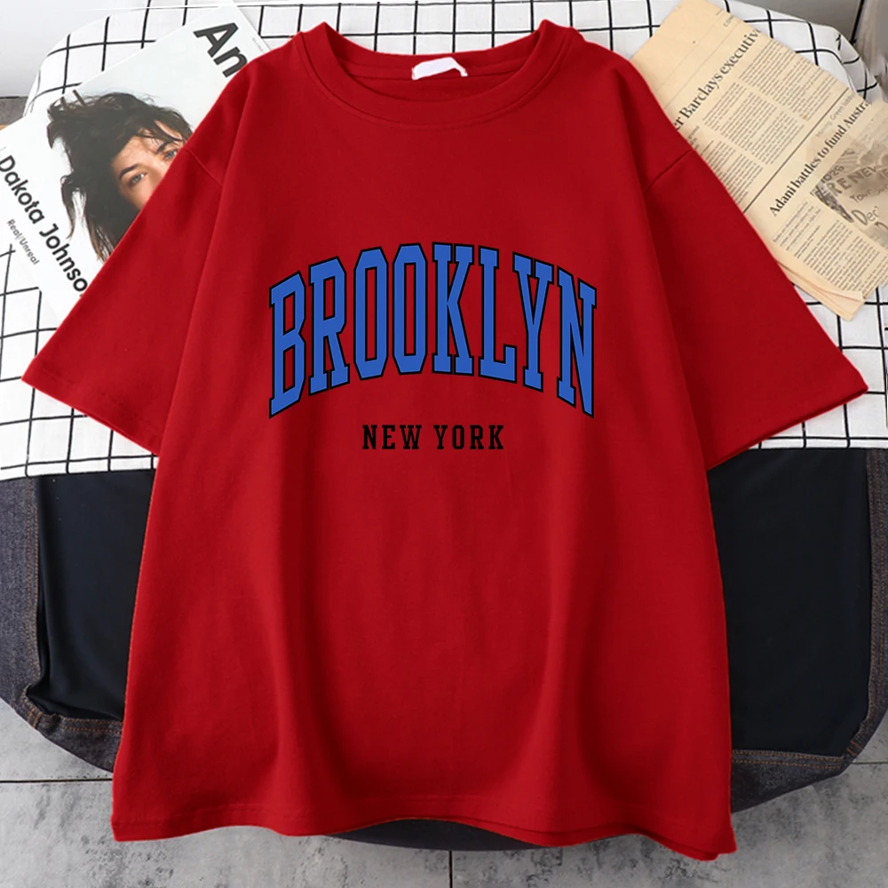 Brooklyn New York Blue Design koszulka damska koszulka hiphopowa uliczne sportowe miękkie bawełniane ubrania Plus rozmiar luźna koszulka odzież