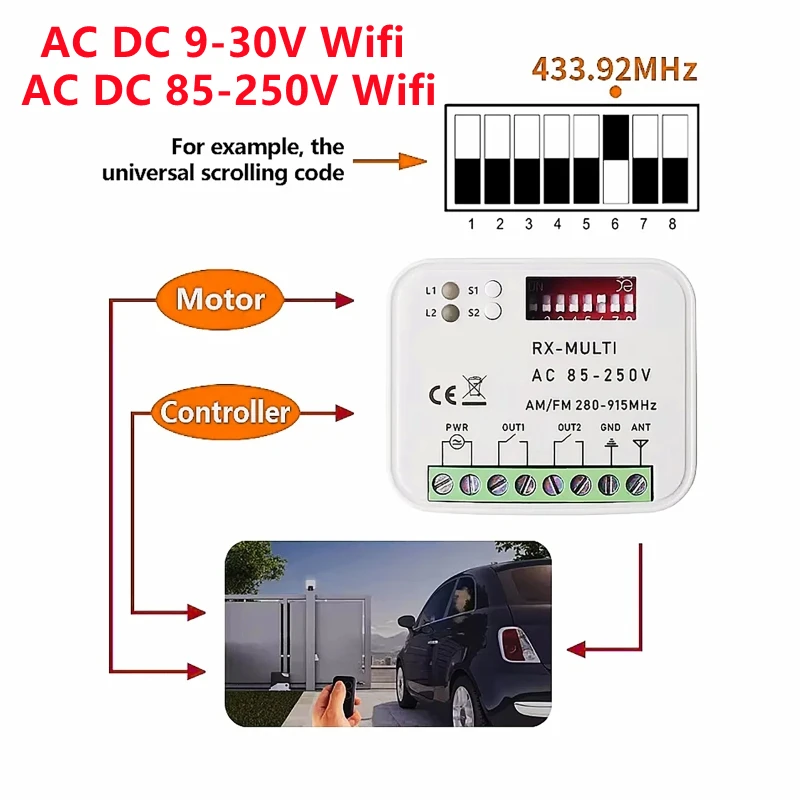 

Универсальный 280-915 МГц Tuya WIFI приемник дистанционного управления для гаражных ворот AC DC 9-30 В 85-250 В модуль умного переключателя