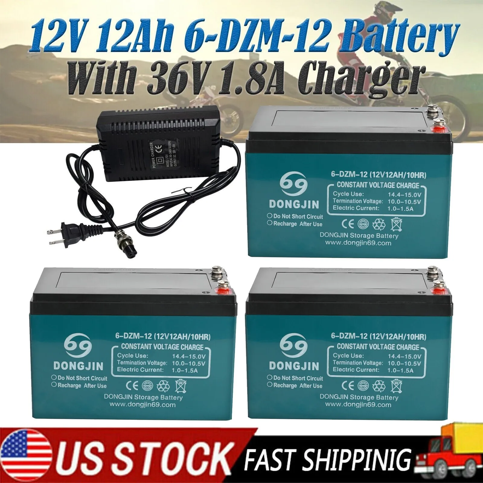 3Pc 12V 12Ah 6-DZM-…