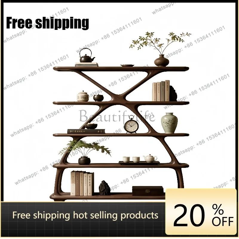 YJ new Chinese black walnut Bogu frame living room Duobao storage display stand solid wood floor