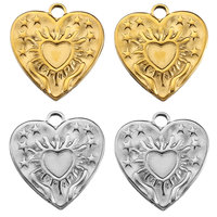 5pcs 1.7cm Vintage Stainless Steel Heart Sun Charms Pendant for DIY Women Men DIY Necklace Chain Jewelry Making Accessories Gift