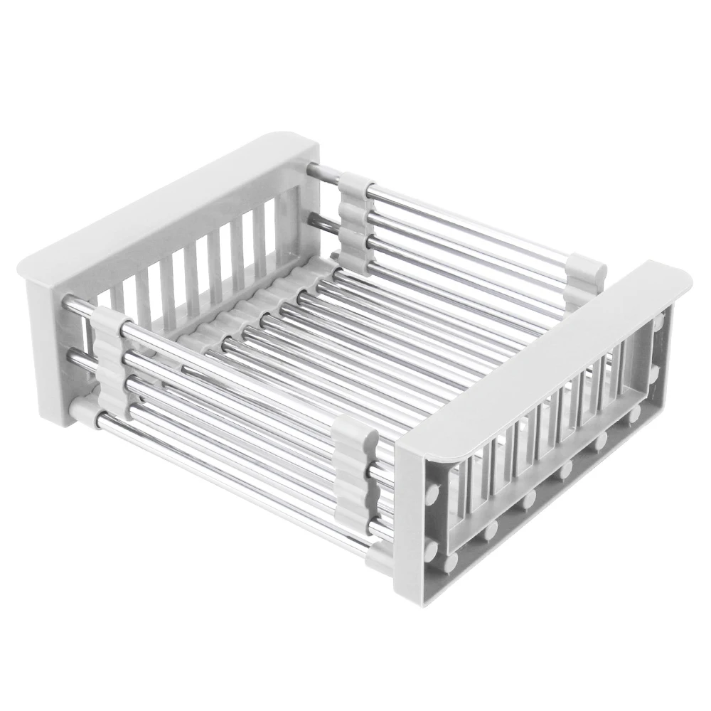 Drain Basket Kitchen Organizer Telescopic Sink Storage Rack Adjustable Sink Dish Drainers Dish Drying Rack Stainless Steel