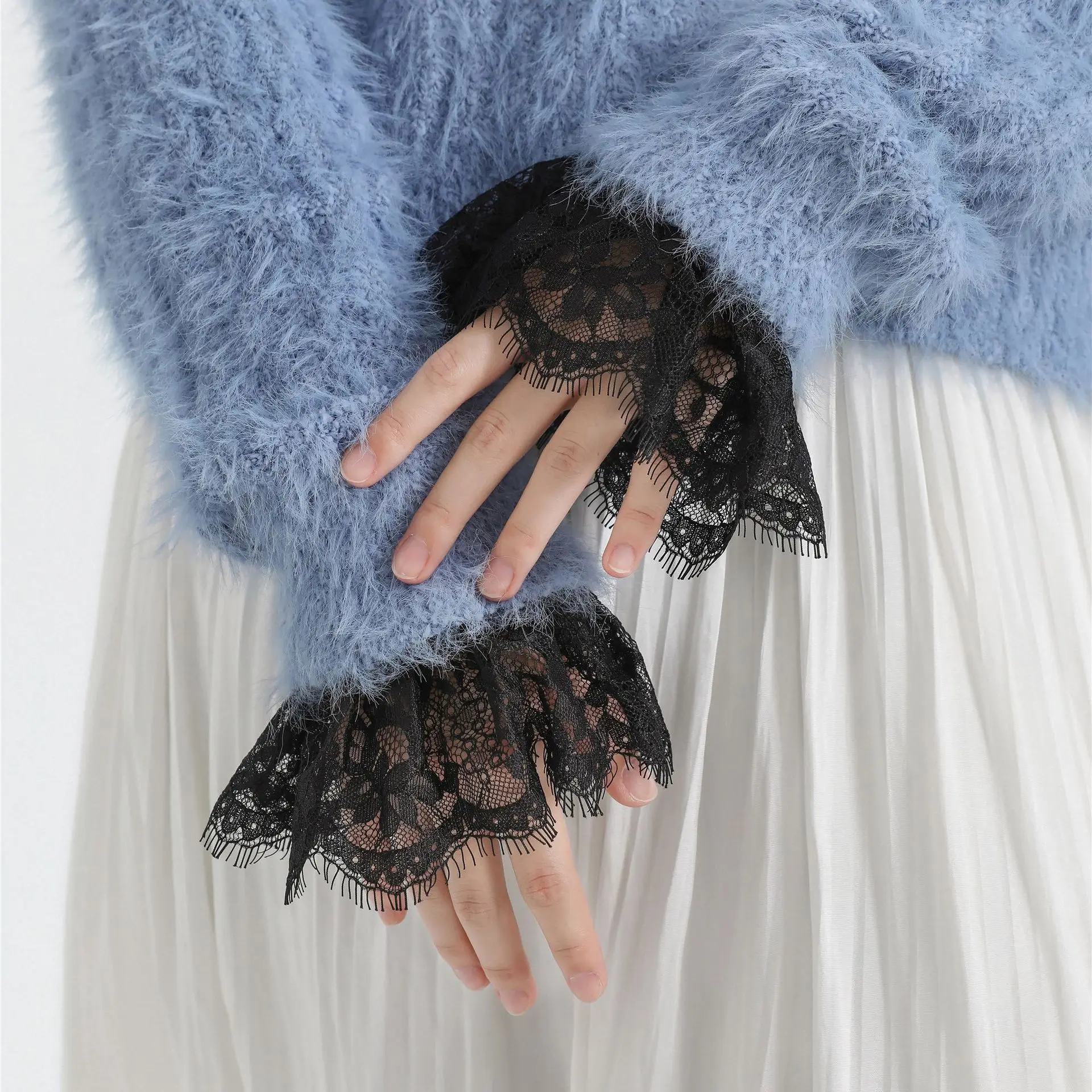 

Сетчатые рукава с цветочным принтом, элегантные сетчатые кружевные манжеты, съемные искусственные рукава, дышащие кружевные манжеты с рукавами для свитеров, платьев, тема