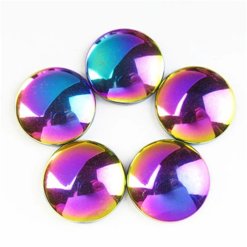 5Pcs 20x5mm Multicolor Hematite Round Cab Cabochon No Hole Finding Handmade for Jewelry Making Accessories