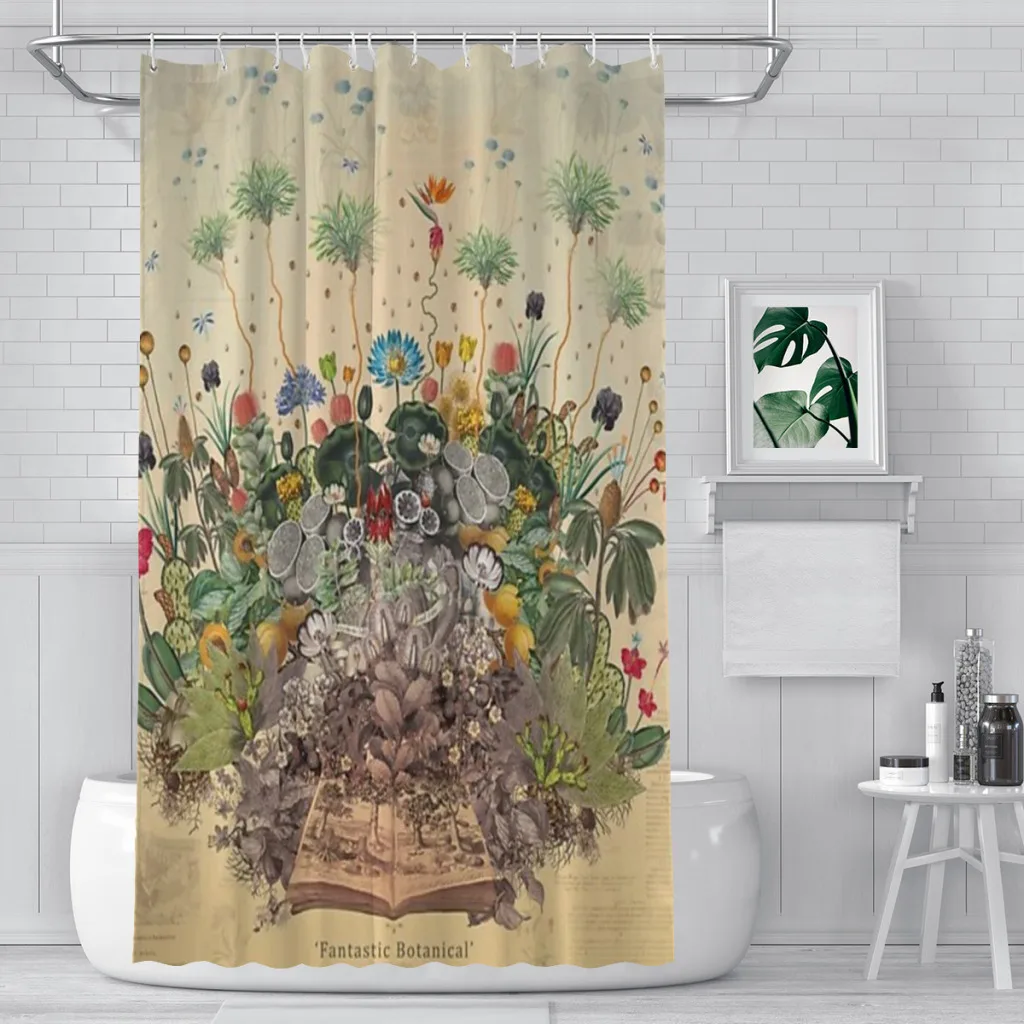 FANTASTIC BOTANICAL Shower Curtain for Bathroom  Aesthetic Room Decoration