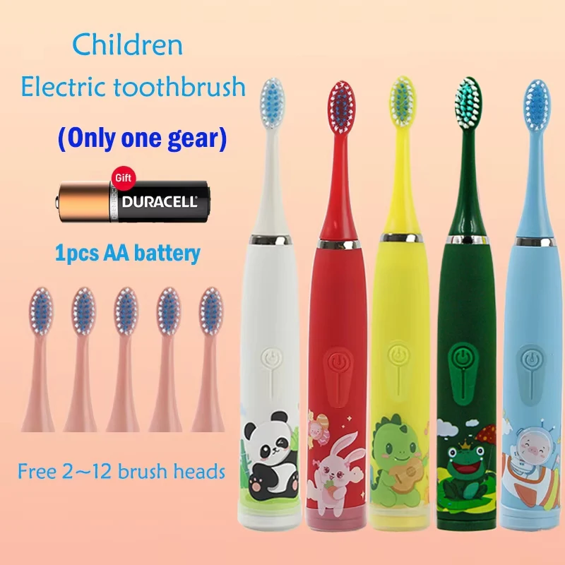 Children's Electric Toothbrush With Replace Brush Heads Kids Cartoon Toothbrush Ultrasonic Sonic Electric Toothbrush With 6 Head