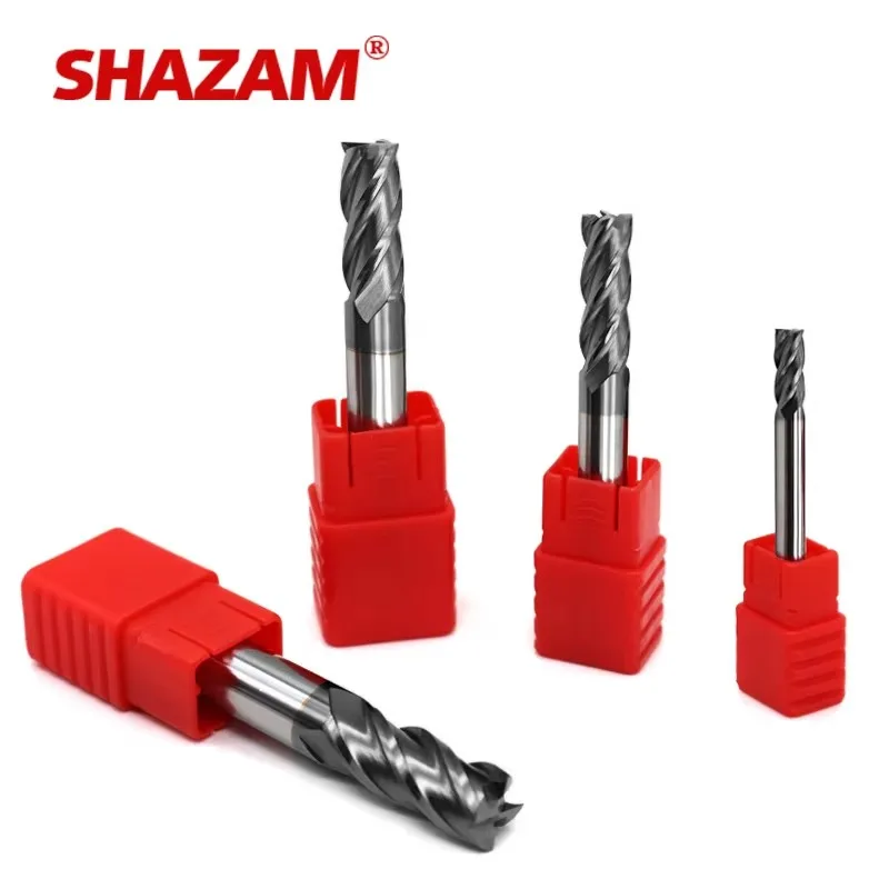 SHAZAM HRC55 4-Flute 3/4 5/8 Inch Flat End Mill Tungsten Steel Carbide Nano Coating Milling Cutter CNC Machining Endmills Tools