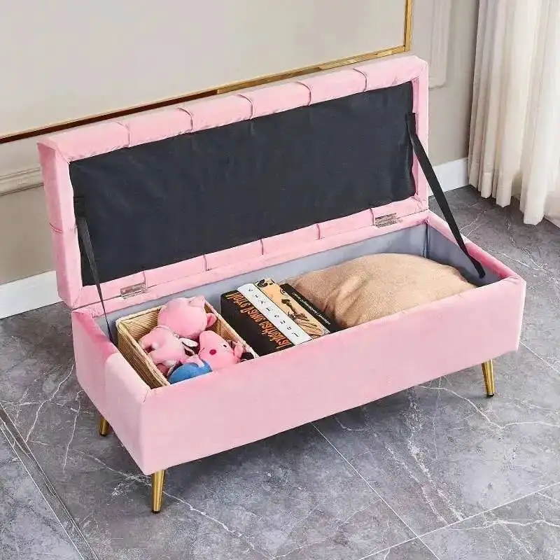 Room Designer Nordic Storage Modern Bench Living Home Furniture Fabric Ottomans Stools Bedroom Bed End Stool Shoe Changing Stool