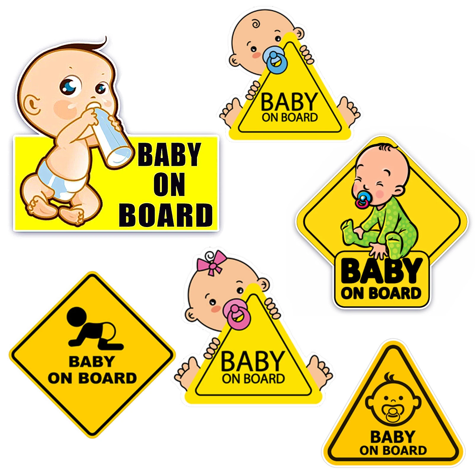 Baby On Board Sticker Kids Safety Reflective Vehicle Car Signs Self-Adhesive Warning Sticker for Driver