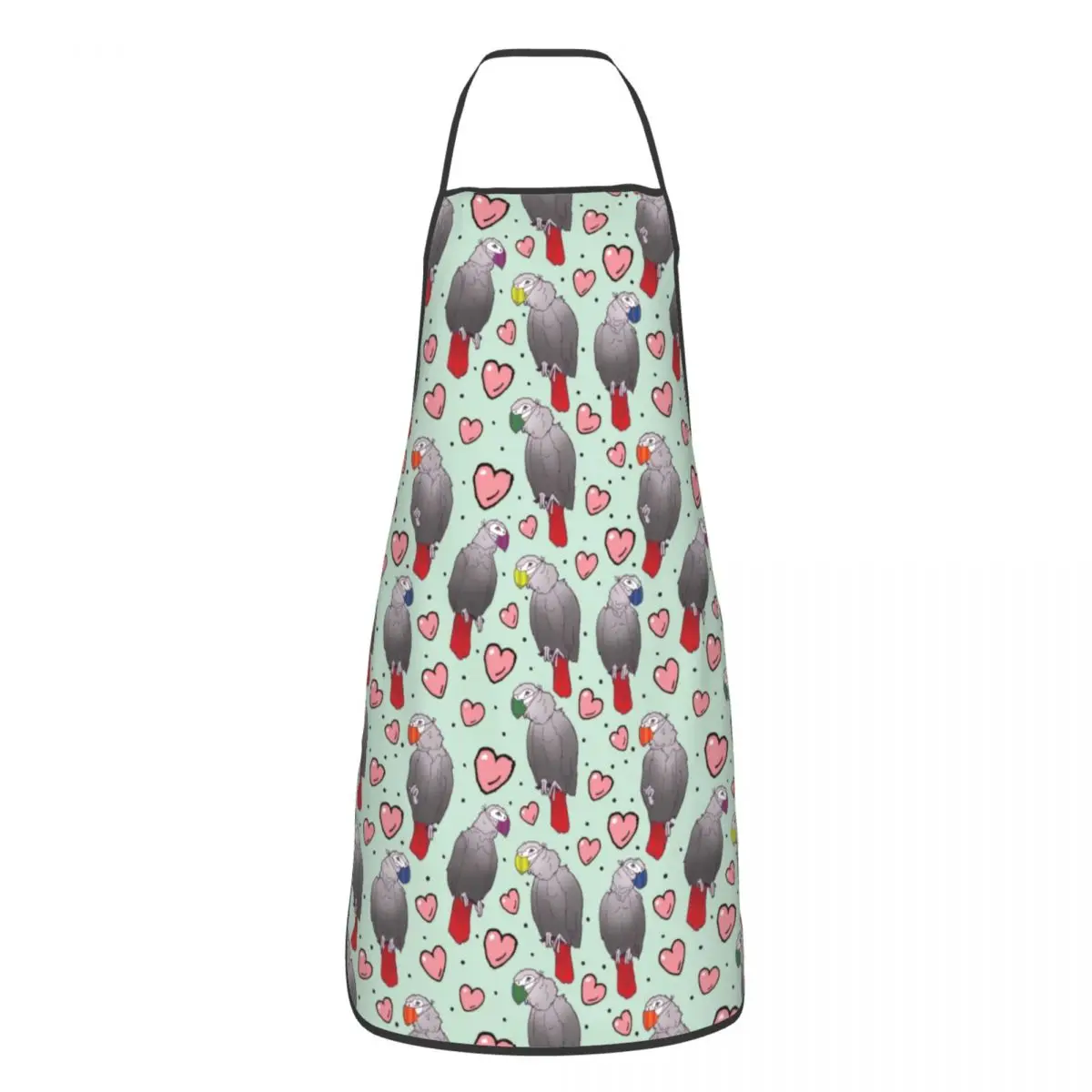 African Grey Parrot Apron Women Men Unisex Bib Cute Psittacine Birds Kitchen Cooking Tablier Cuisine Chef Gardening