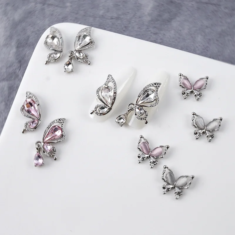 10 Uds. De aleación de lujo 3D de ala de mariposa, accesorios para decoración de uñas, diseño de decoración de manicura, suministros de decoración de uñas