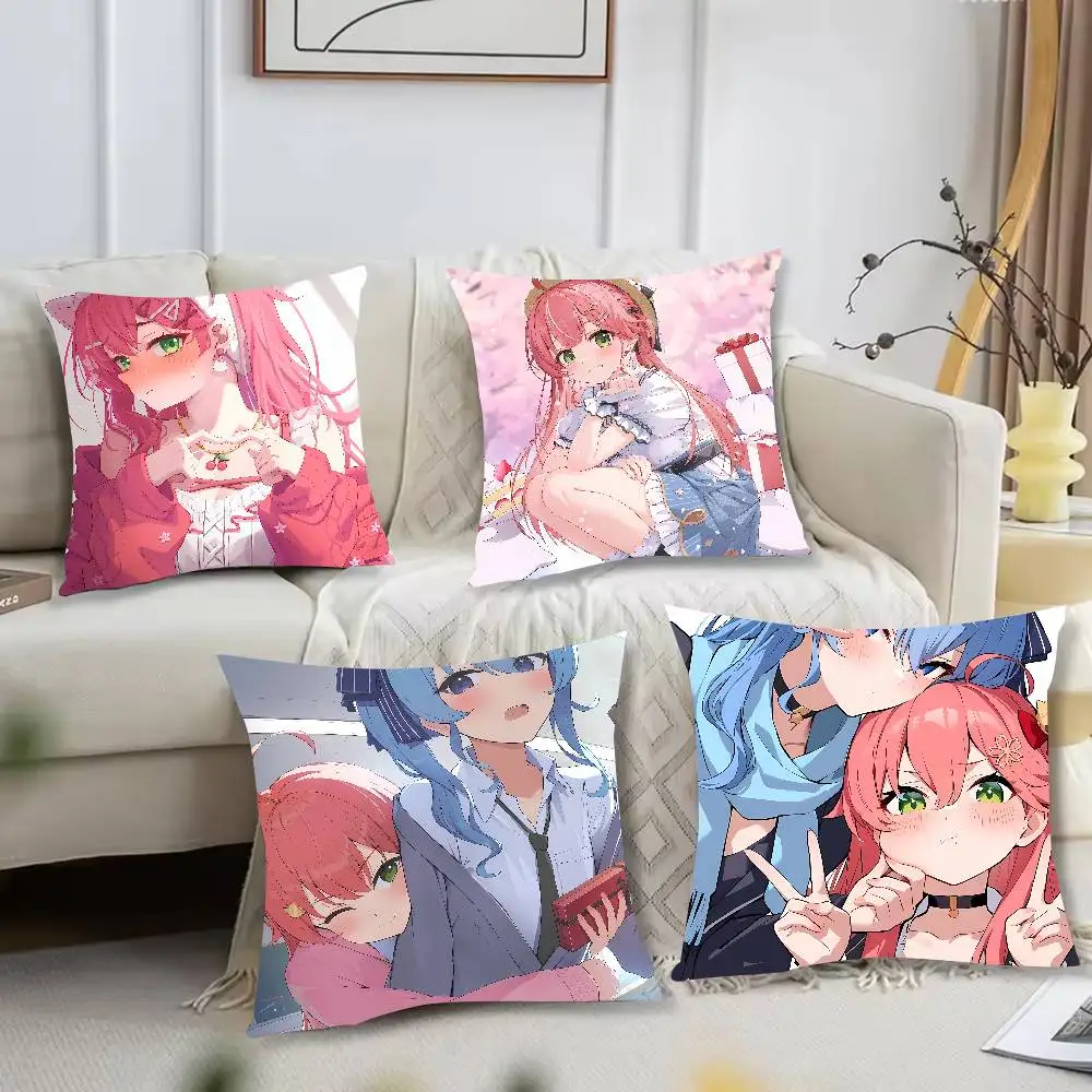 Cute Hot Girl Kawaii Sakura Miko Cushion Cover Decor Home Throw Pillow Covers For Couch Camping Pillow Cover Decorations