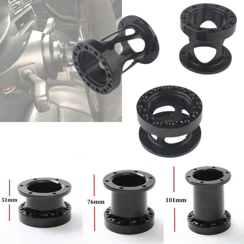 

PinXin New hollow out Universal Steering Wheel Hub Spacer 12/51/76/101 mm Steering Wheel Hub Boss Kit Adapter Spacer Black