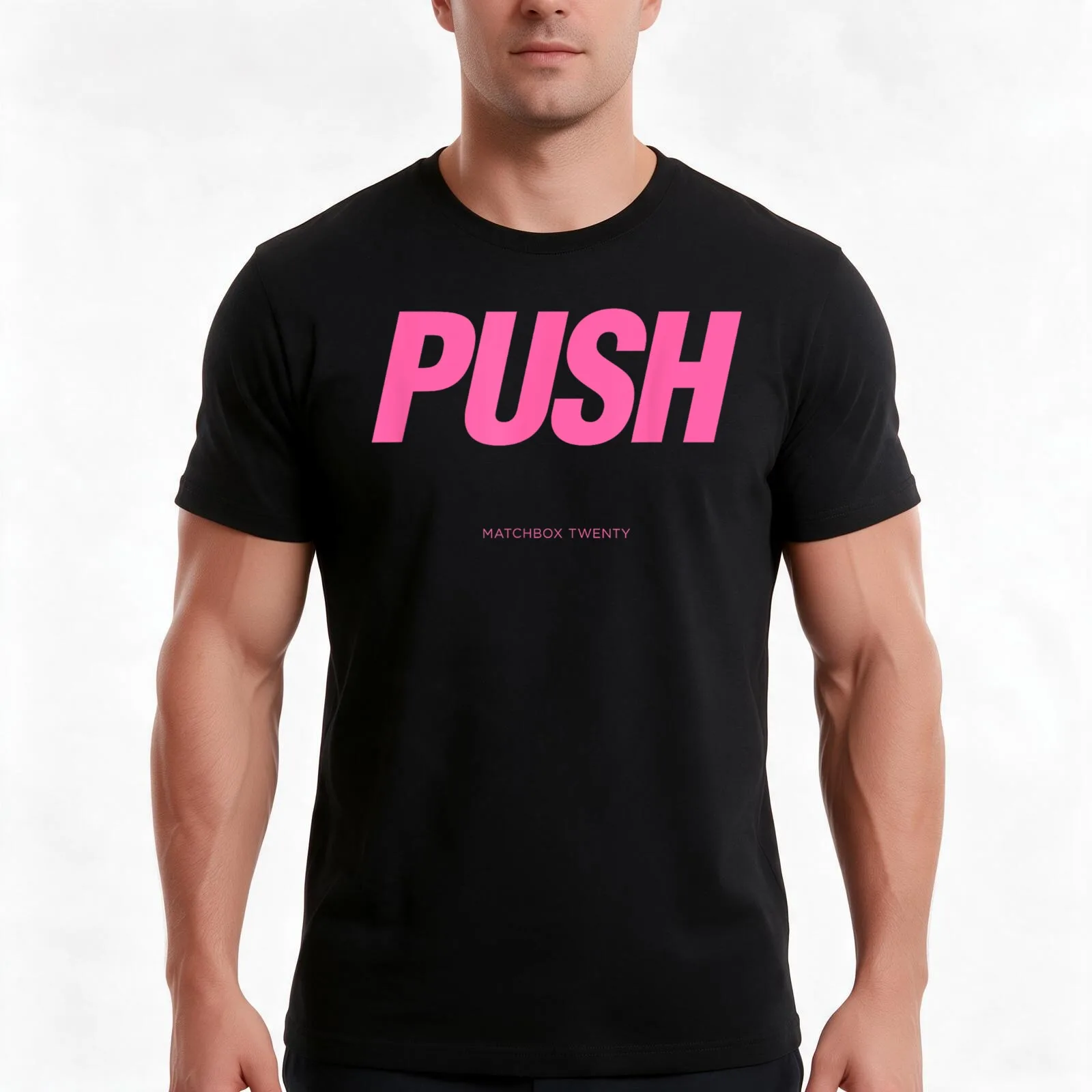 Matchbox 20 Push T-Shirt, Summer Casual Cotton Tee, Oversized Streetwear Tops, Vintage Graphic Print, Loose Fit Short Sleeve
