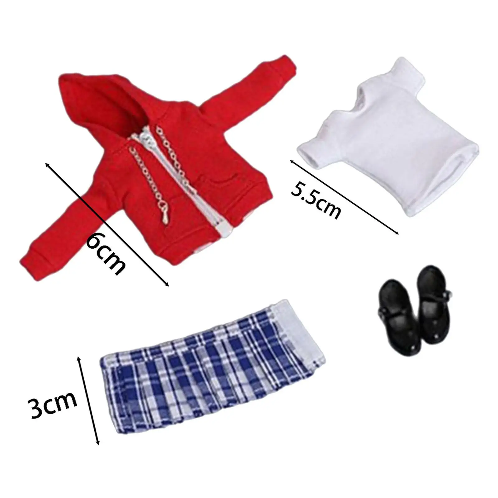 1/12 Scale Figure Clothing Set Play House Decorative Doll Uniform Kits for Living Room Household Show Study Room Party Favors