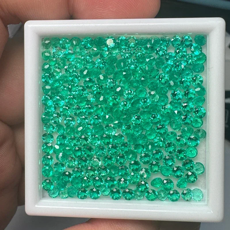

Round Shape Columbia Lab Grown Emerald Small Size Natural Color Wholesale DIY Chamrs Ring Necklace Earrings Main Materials