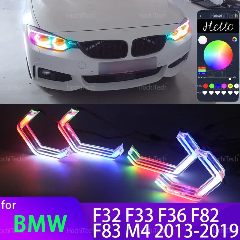 For BMW 4 Series F32 F33 F36 F82 F83 M4 2013-2019 420i 428i 430i 435i 440i M4 Style Multi Color RGB LED Angel Eyes Kit  Ring