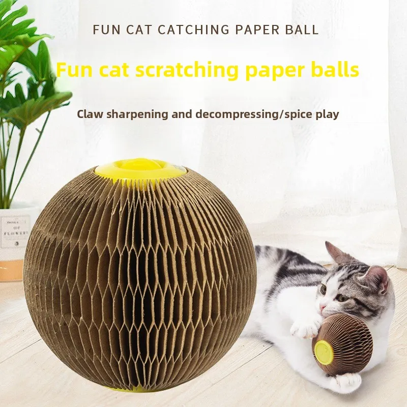 

New Pet Cat Toys Interactive Grinding Mint Ball Corrugated Cat Stick Cat Paper Ball Toy Supplies