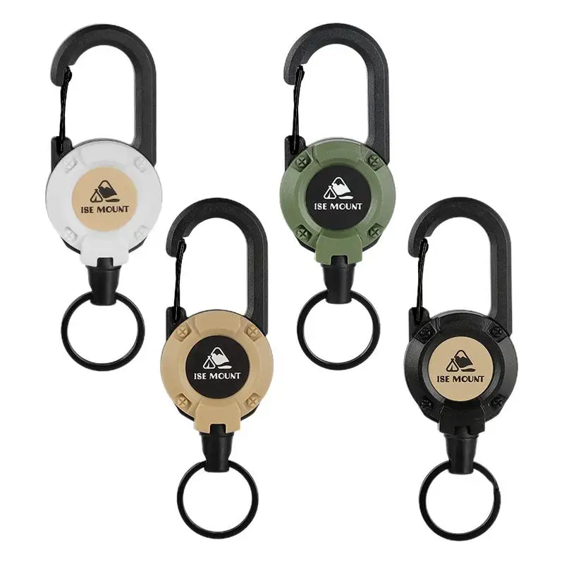 NEW Heavy Duty Retractable Pull Badges ID Reel Carabiner Key Chain Key Holder Outdoor Keychain Metal ID Badge Holder  ﻿