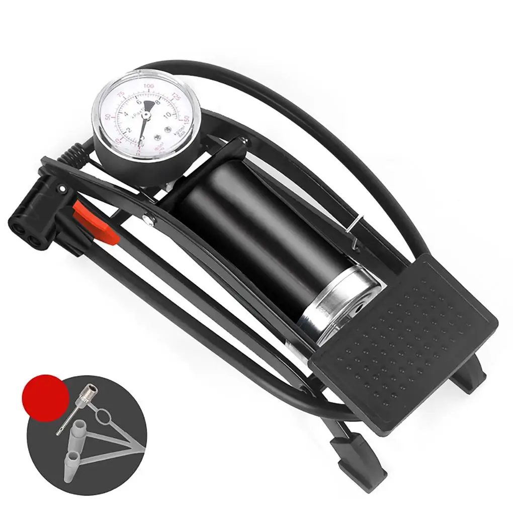 

Single Double Cylinder Foot Air Pump Precision Pressure Gauge High Pressure Pedal Inflator Portable Foot Air Ball