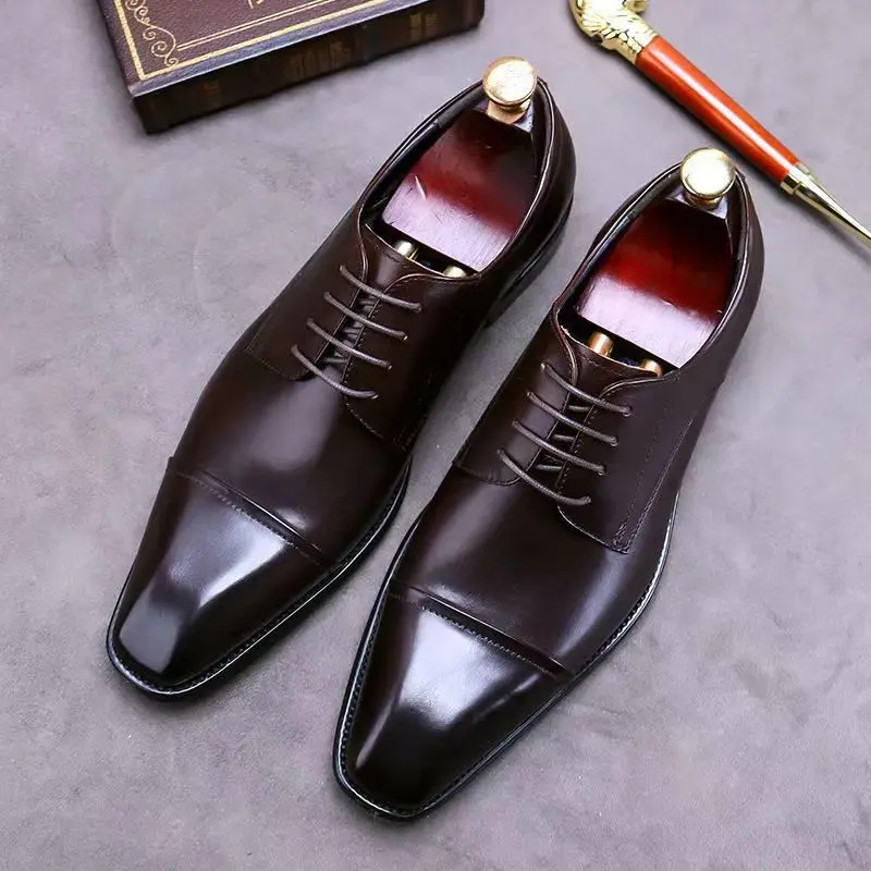 Zapatos formales de cuero negro para Hombre, Zapatos de vestir informales, clásicos, italianos, Oxford