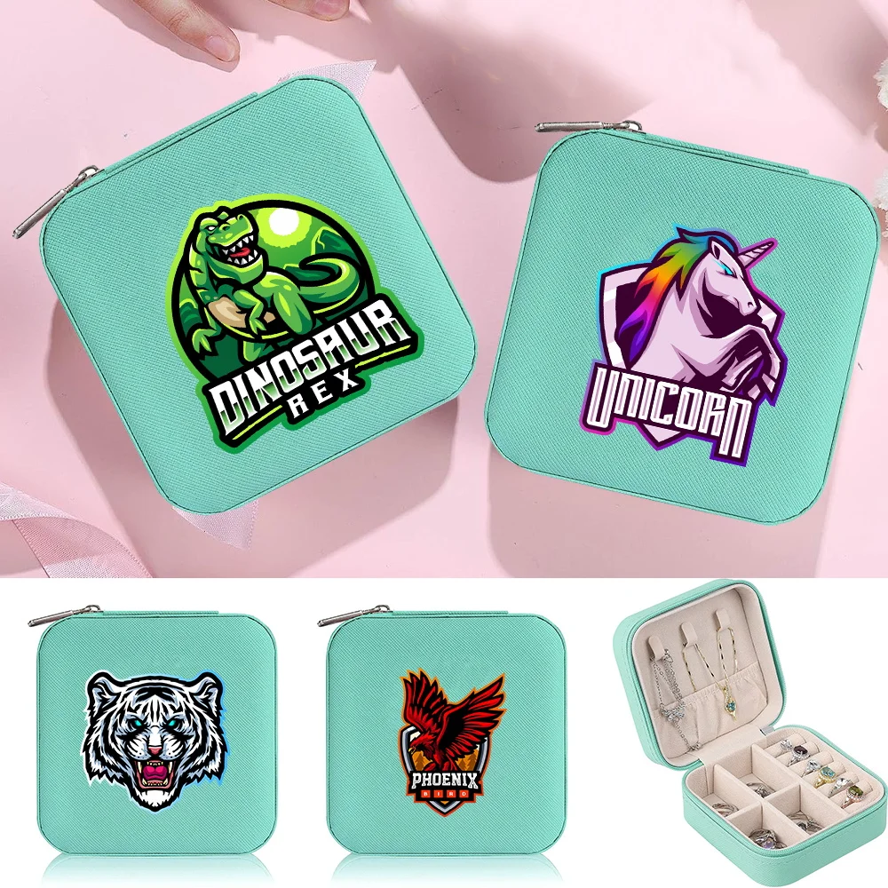 

Jewelry Box Ornaments Organizer Display Travel Portable Zipper Storage Case Teamlogo Printing Series Earring Holder Gift