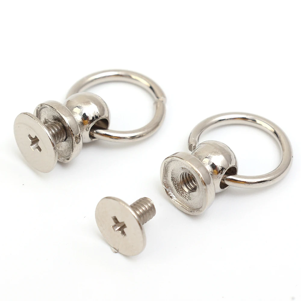 20pcs Ball Post With O Ring Rivet Stud Nail Round Head Chicago Screw Gold for Clothing LeatherCraft Phone Shoes Accessories