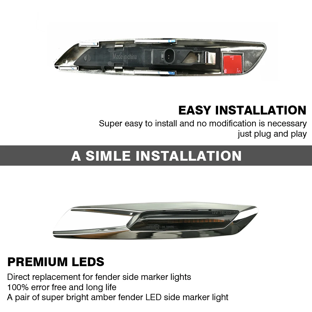 صالح لسيارات BMW 1 3 5 Series F30 E90 E91 E92 E93 E46 E60 E61 2x LED أضواء العلامات الجانبية نمط بدوره مصباح إشارة نمط العنبر الديناميكي