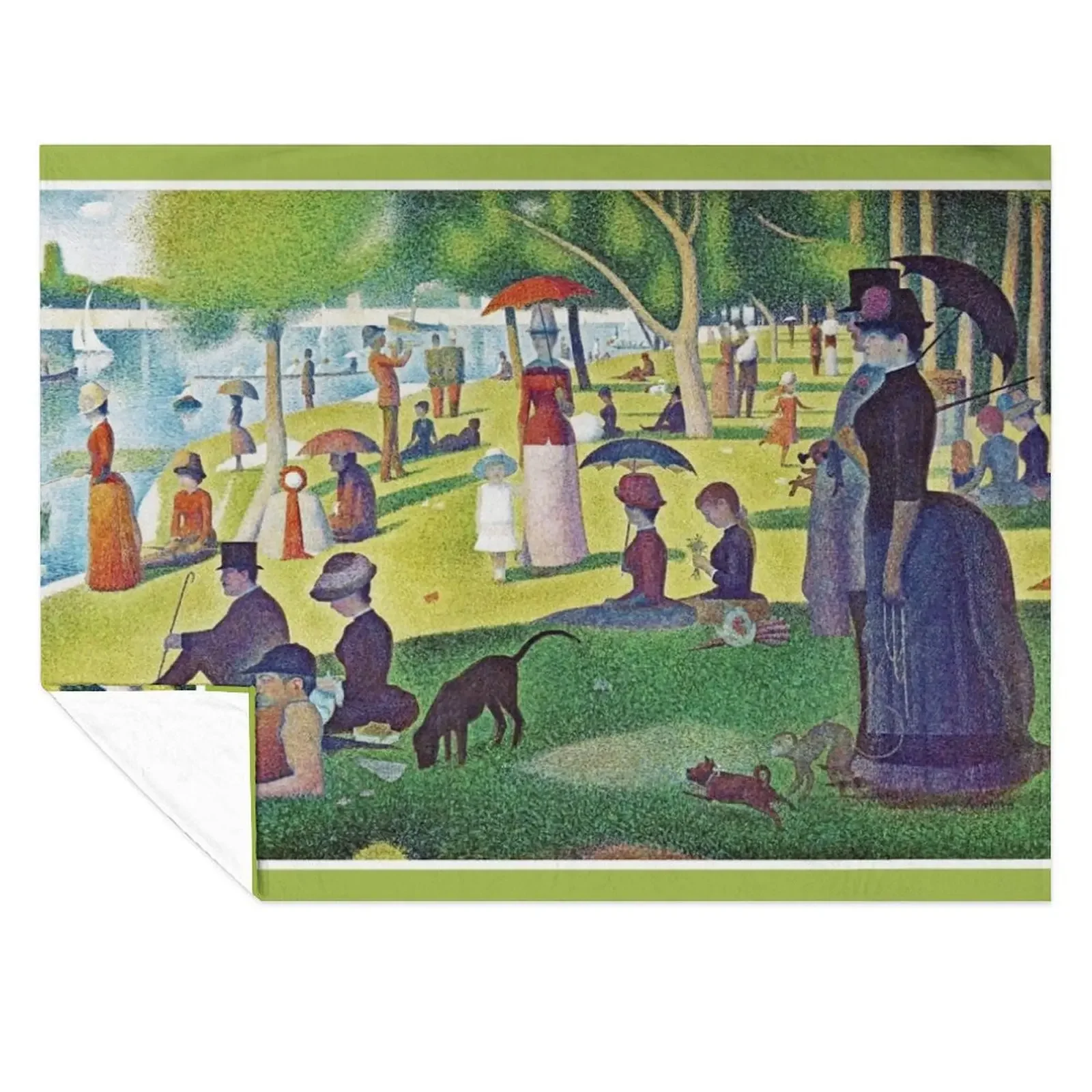 

Seurat's A Sunday Afternoon on La Grande Jatte - Fine Art Pointillism Throw Blanket Fashion Sofas anime Stuffeds Blankets