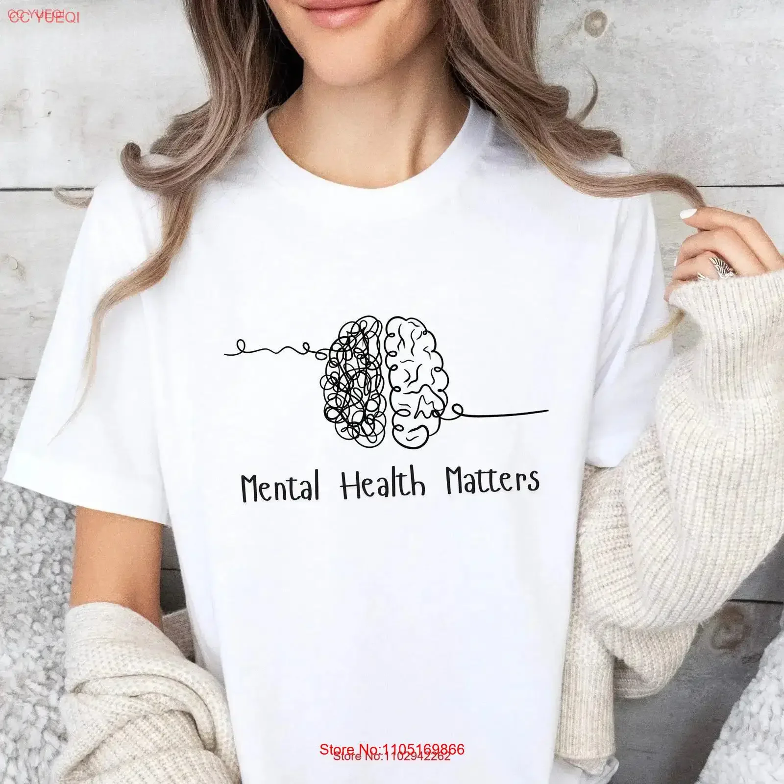 Mental Health Matters T Shirt GifT For Therapist Psychologist Awareness Cute Brain vintage Washed Breathable Slightly