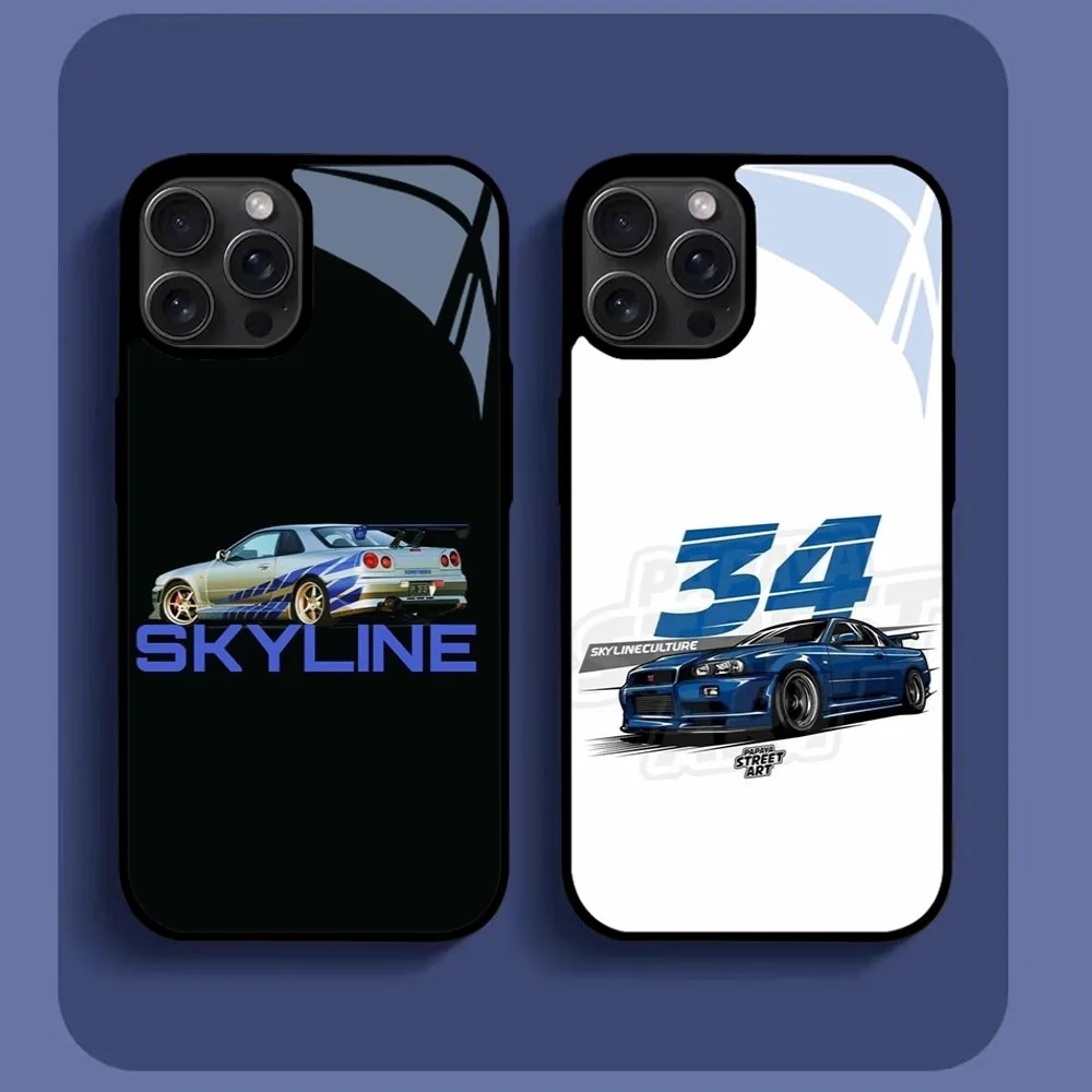 F-Fast And F-Furious R-R34 Phone Case For IPhone16 15 14 13 12 11 Pro Xs Max Mini XR X 7 8 Plus Luxury Mirror Hard Funda