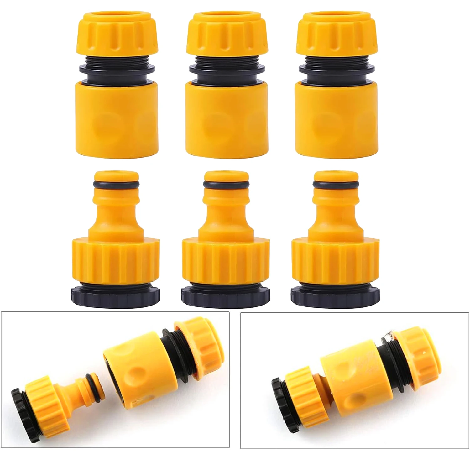 6 Pcs Garden Quick Hose Connector 1/2” End Double Male Hose Coupling Joint Adapter Extender Set For Hose Pipe Tube