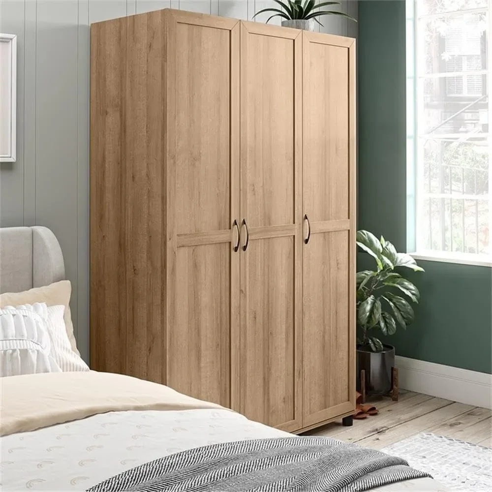 Wardrobe Evolution Lory Framed 3Door in Natural from durable engineered and available in multiple neutral woodgrain finishes