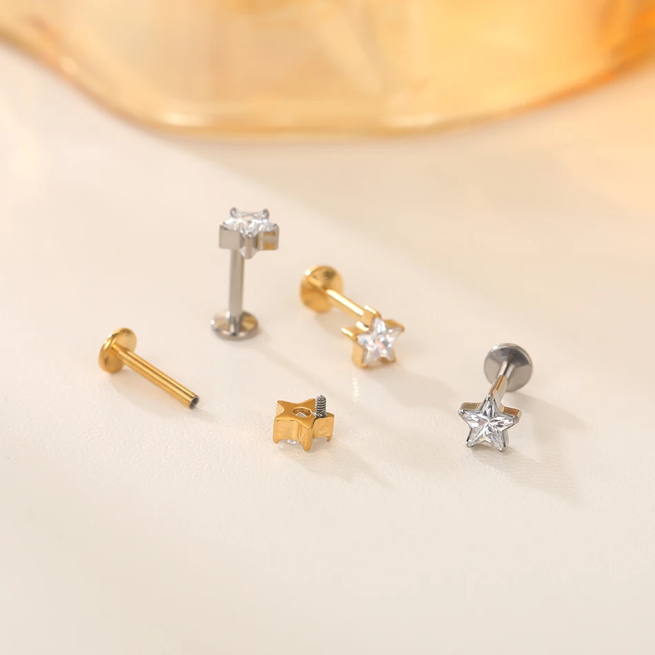 1 Stück G23 Titan Ohr Tragus Ohrstecker Innengewinde CZ Kristall Labret Ring Knorpel Helix Piercing Körperschmuck 16G – Detail 18